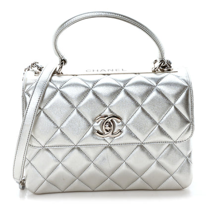 Chanel Metallic Lambskin Quilted Small Trendy CC Flap Dual Handle Bag Silver Silver 1 of 11