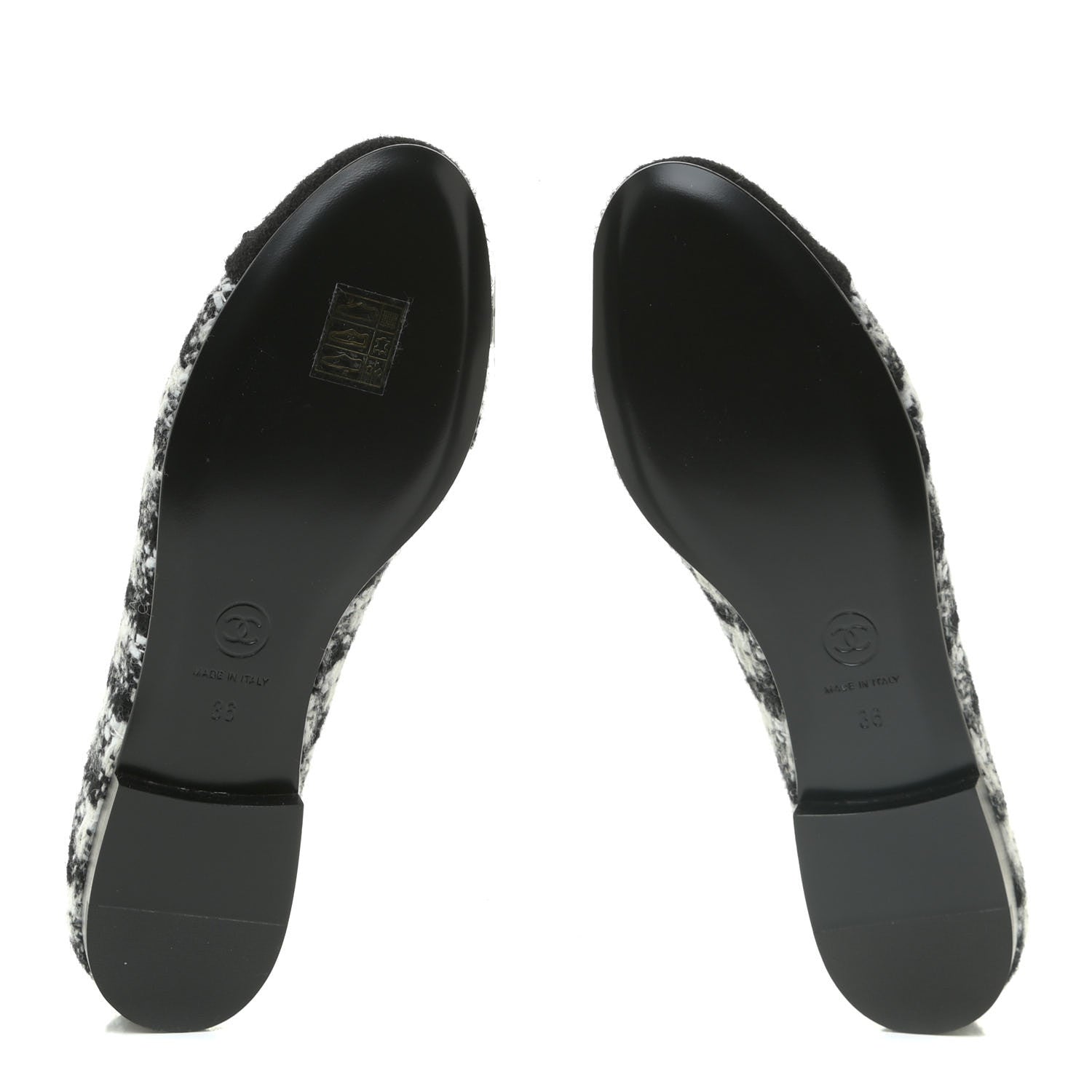 Chanel Tweed Cap Toe Ballerina Flats 36 Black White Black 5 of 13