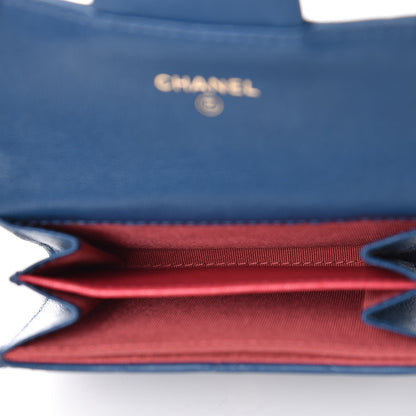 Chanel Sheepskin Chevron Quilted Reissue Card Holder Blue 5 of 12