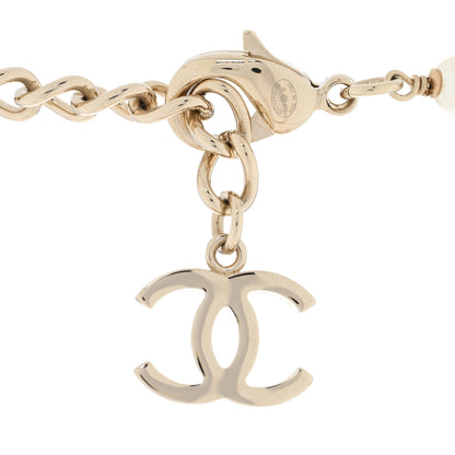 Chanel Pearl Crystal CC Long Necklace Gold Pearly White 4 of 5