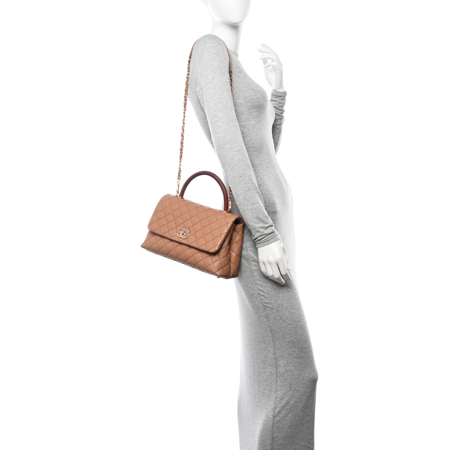 Chanel Caviar Lizard Embossed Quilted Small Coco Handle Flap Beige 2 of 17