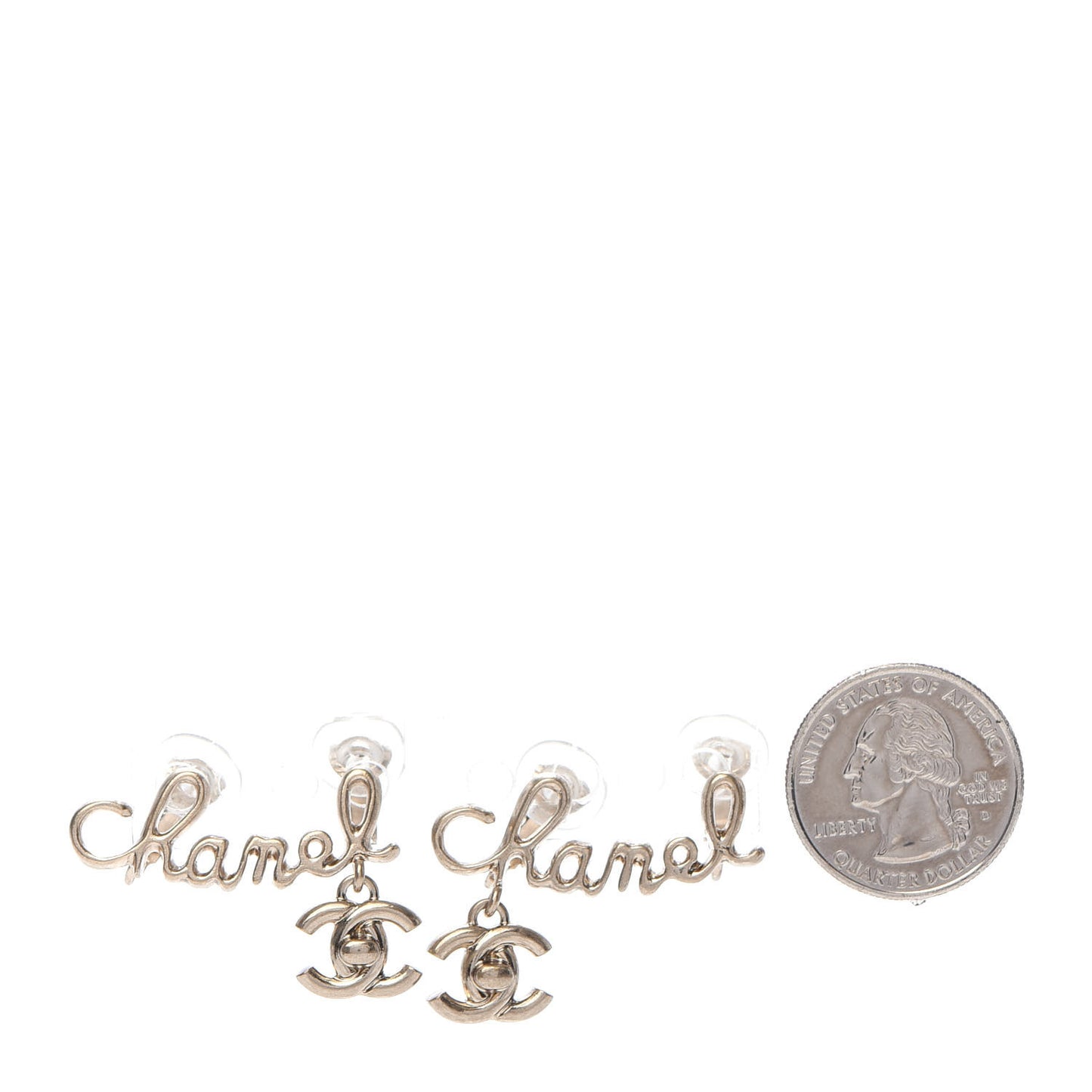 Metal Logo CC Turnlock Clip On Earrings Gold