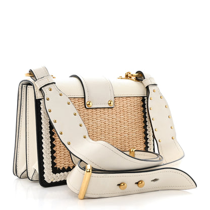 Prada City Calf Raffia Saffiano Cahier Bag Naturale White 3 of 11