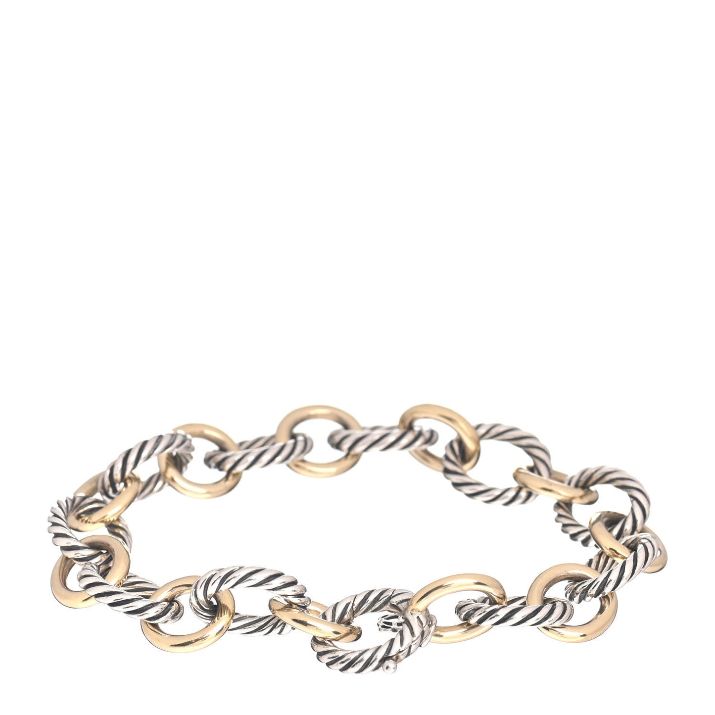 Sterling Silver 18K Yellow Gold 12mm Large Oval Link Bracelet