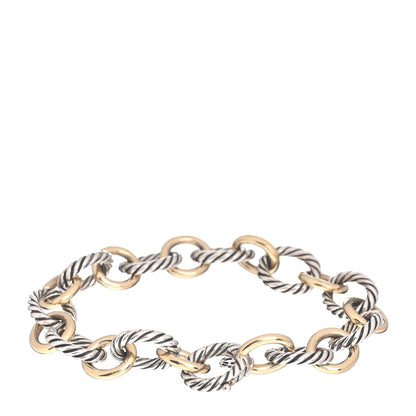 David Yurman Sterling Silver 18K Yellow Gold 12mm Large Oval Link Bracelet 3 of 4