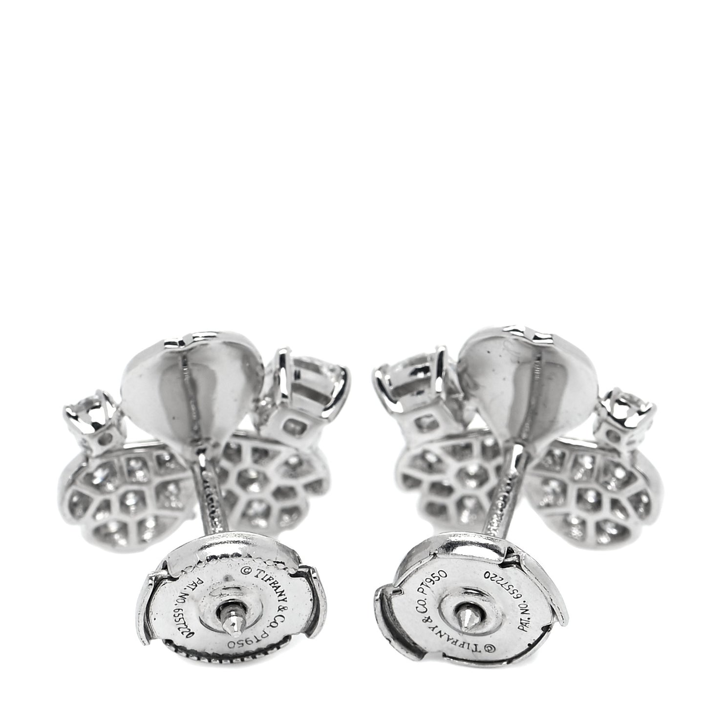 Platinum Diamond Paper Flowers Cluster Earrings