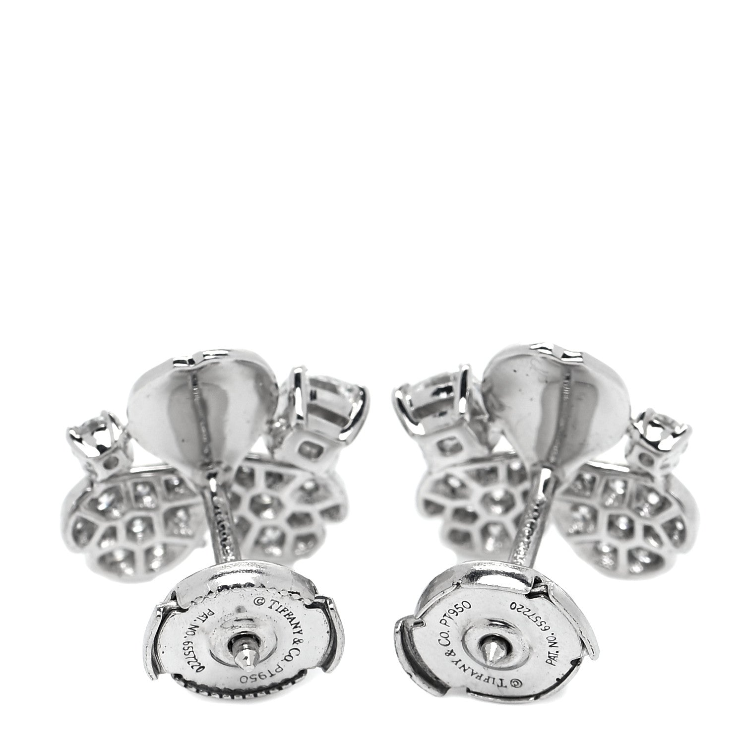 Tiffany Platinum Diamond Paper Flowers Cluster Earrings 3 of 4