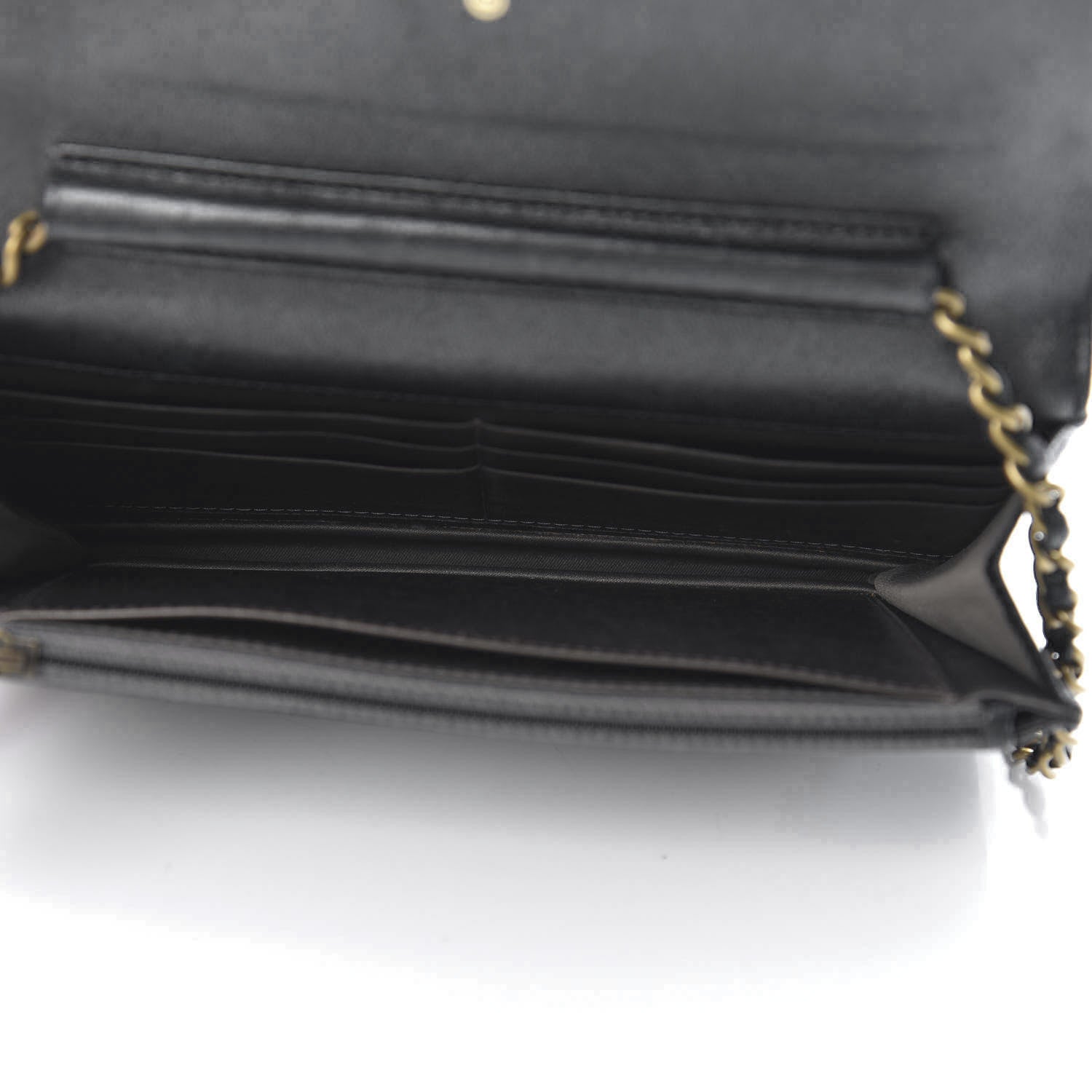 Chanel Lambskin Camellia Embossed Wallet on Chain WOC Black 5 of 15