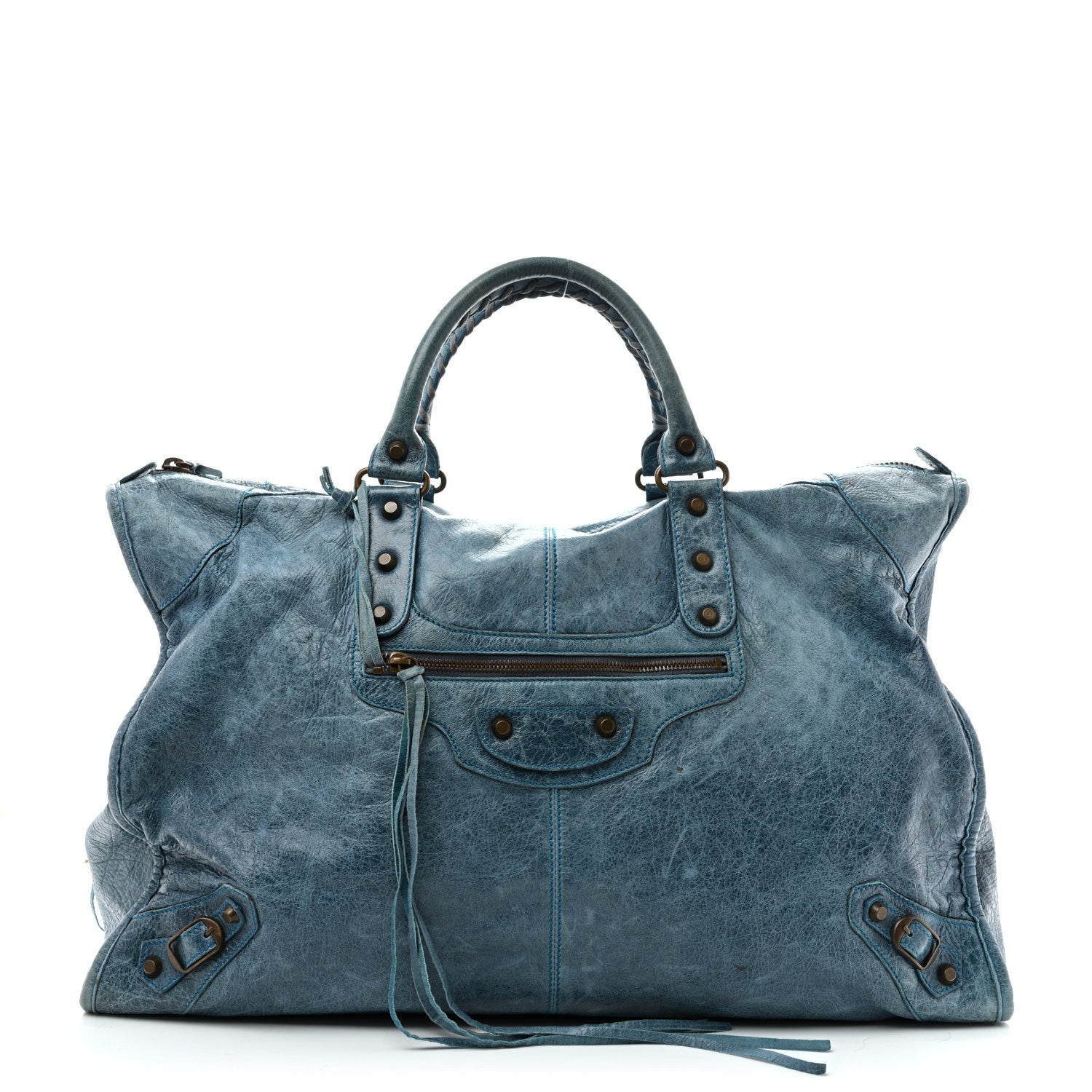 Balenciaga Agneau Classic Hardware Weekender Turquoise 1 of 16