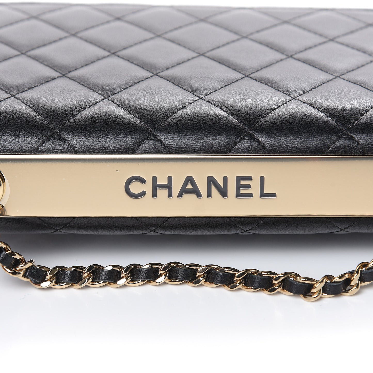 Lambskin Quilted Trendy CC Wallet On Chain WOC Black