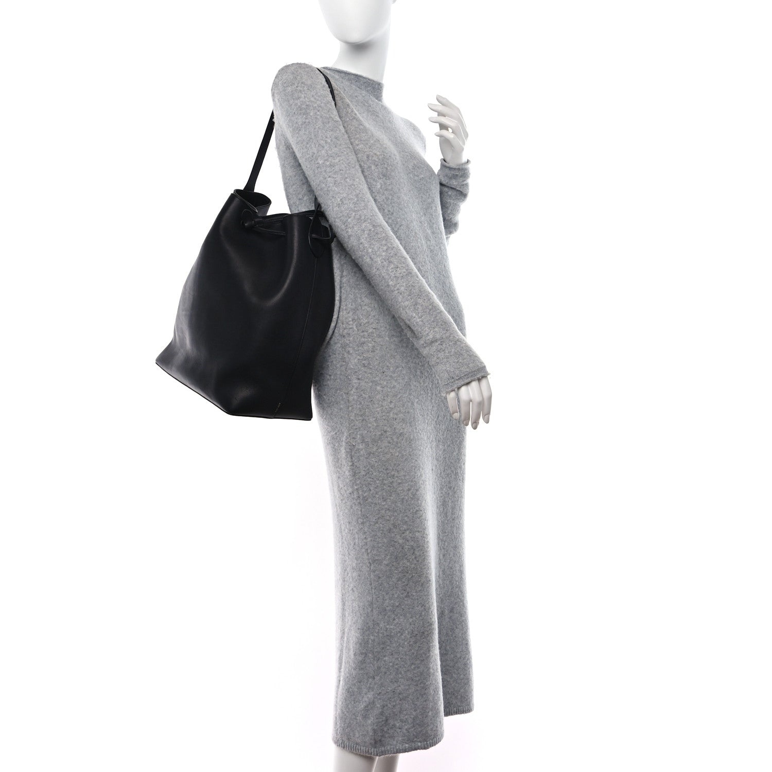 The Row Saddle Calfskin Belvedere Bucket Bag Black 2 of 8