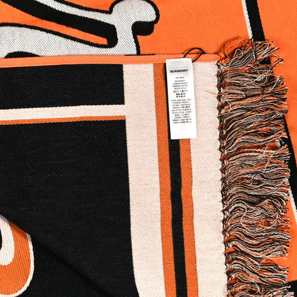 Burberry Cotton Logo Script Football Knit Scarf Orange 3 of 3