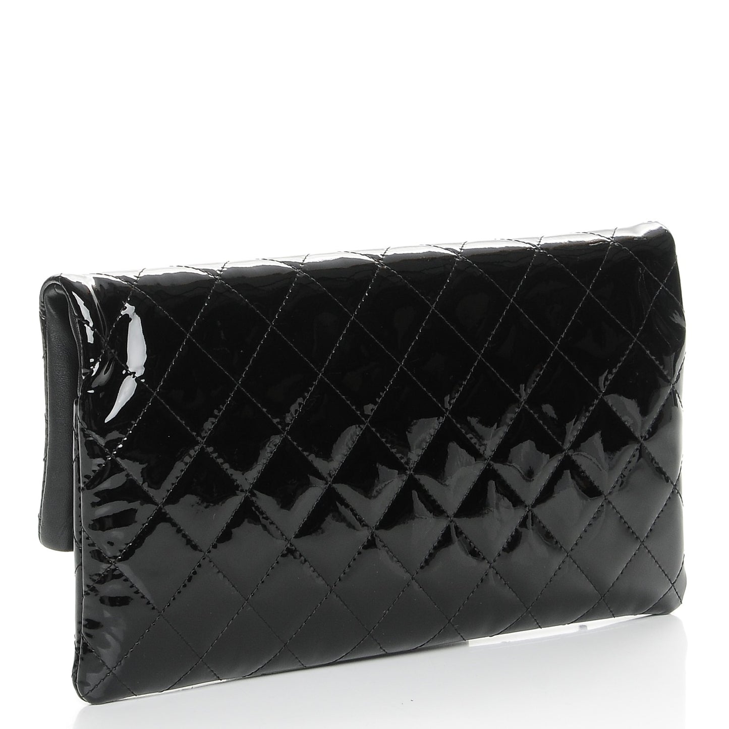 Patent Calfskin Quilted Beauty CC Clutch Black