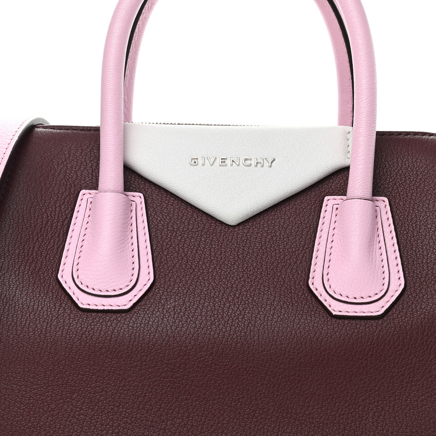 Givenchy Sugar Goatskin Mini Tri-Color Antigona Burgundy Pink White 8 of 10