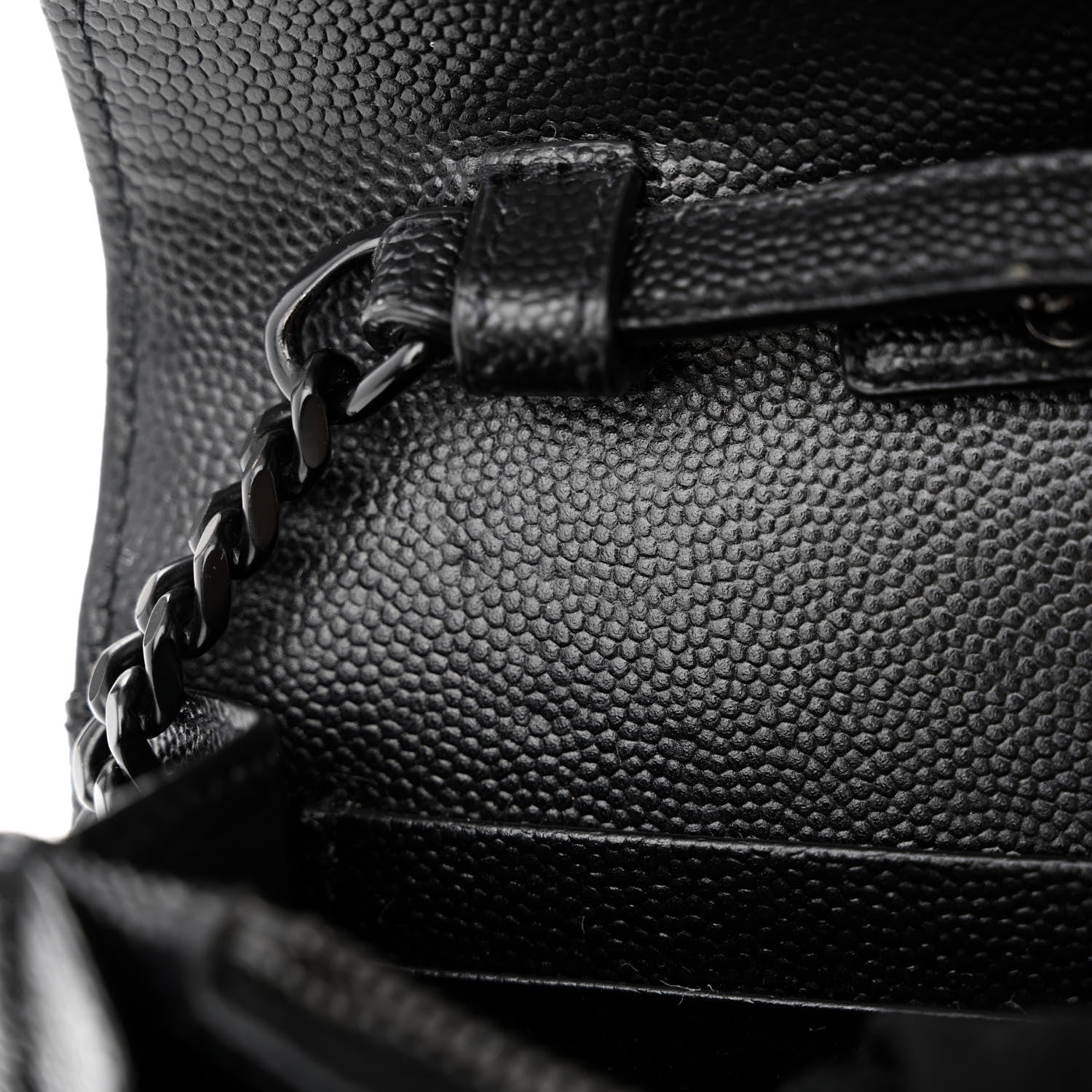 Saint Laurent Grain De Poudre Matelasse Chevron Monogram Monochrome Chain Wallet Black 9 of 9