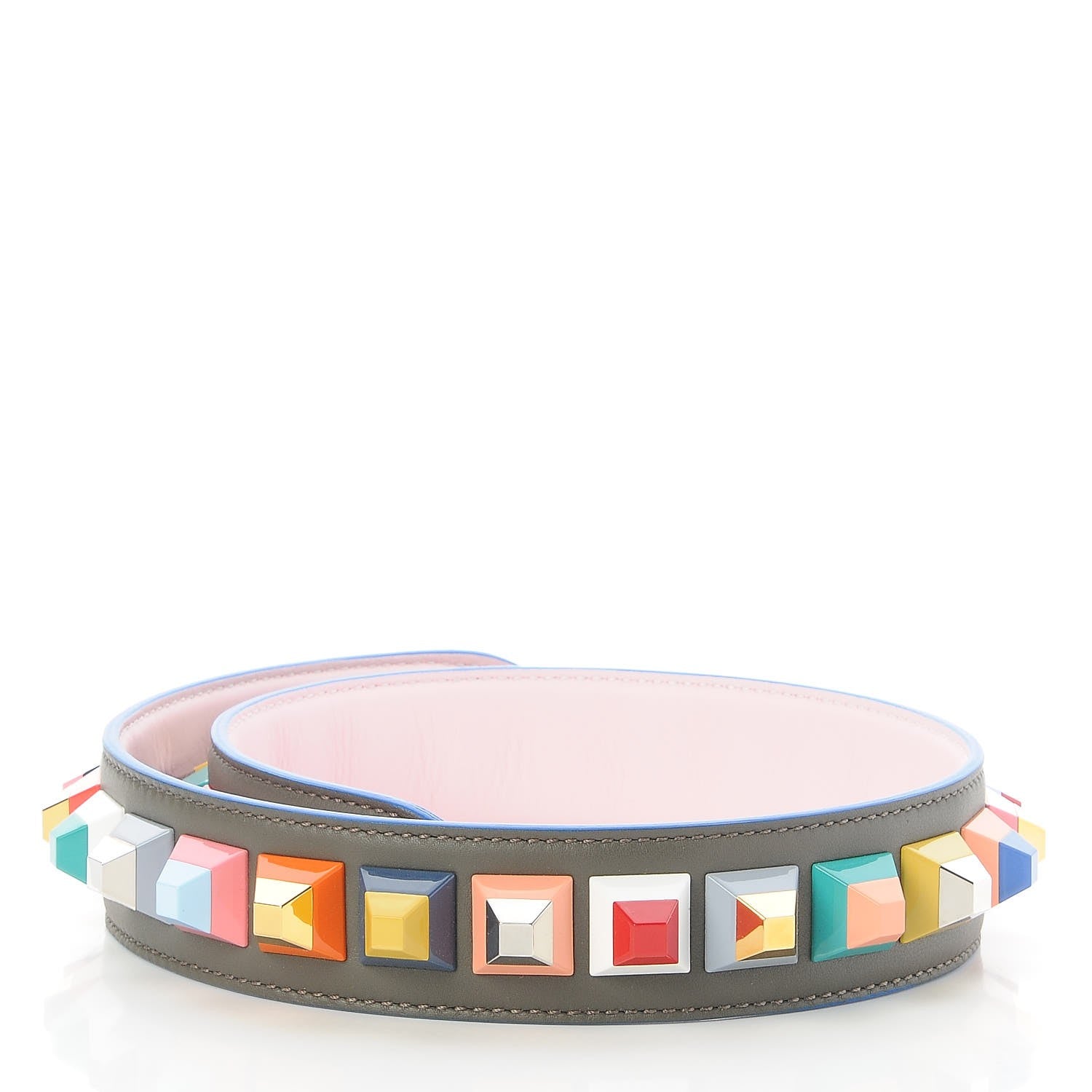 Fendi Vitello Dolce Plexiglass Bi-Color Studded Strap You Carbone Peonia Multicolor 2 of 5