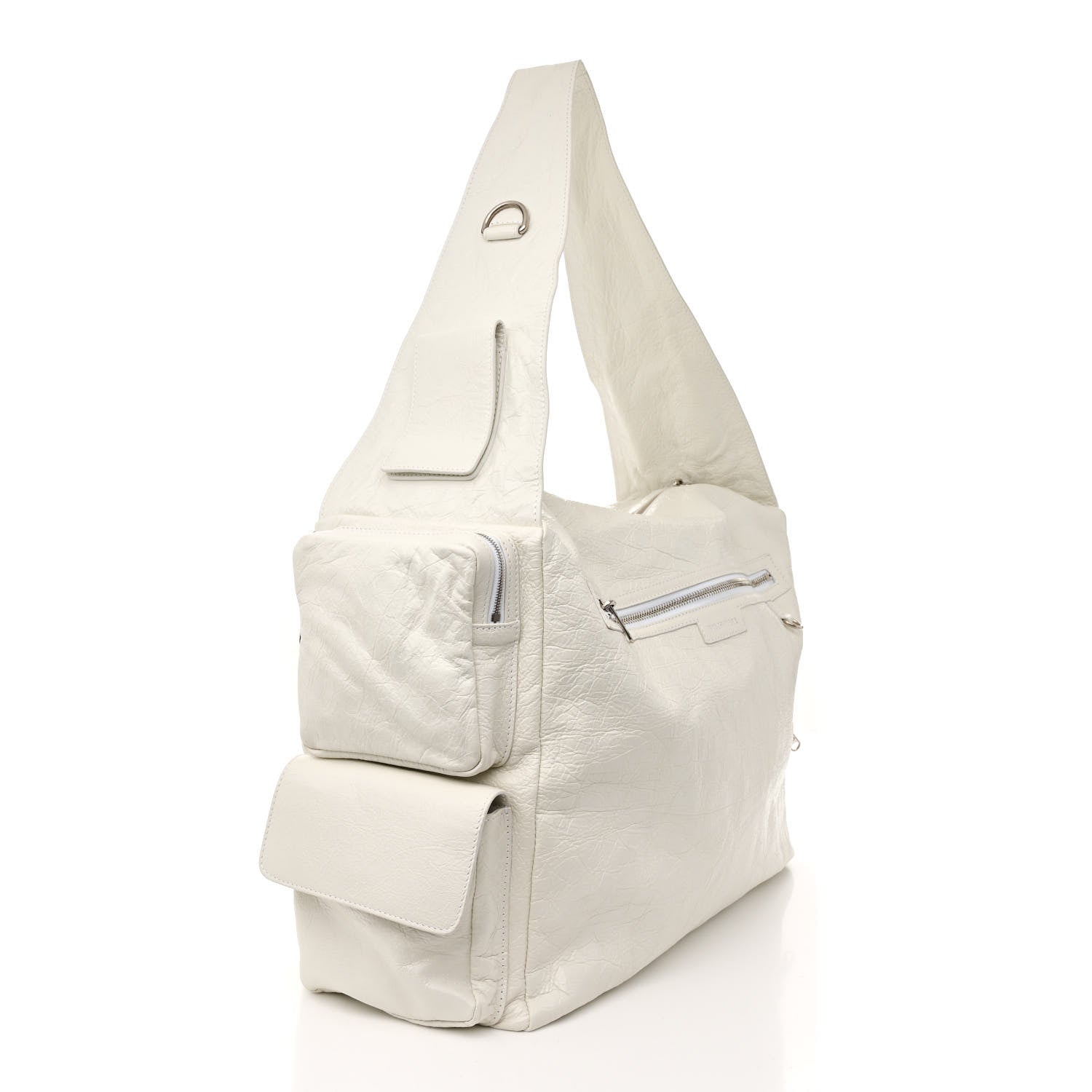 Balenciaga Agneau Arena Superbusy Large Sling Zip Shoulder Bag Optic White 3 of 9