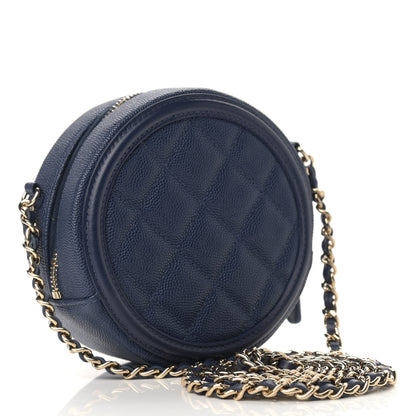 Chanel Caviar Quilted Round Filigree Crossbody Navy 3 of 9
