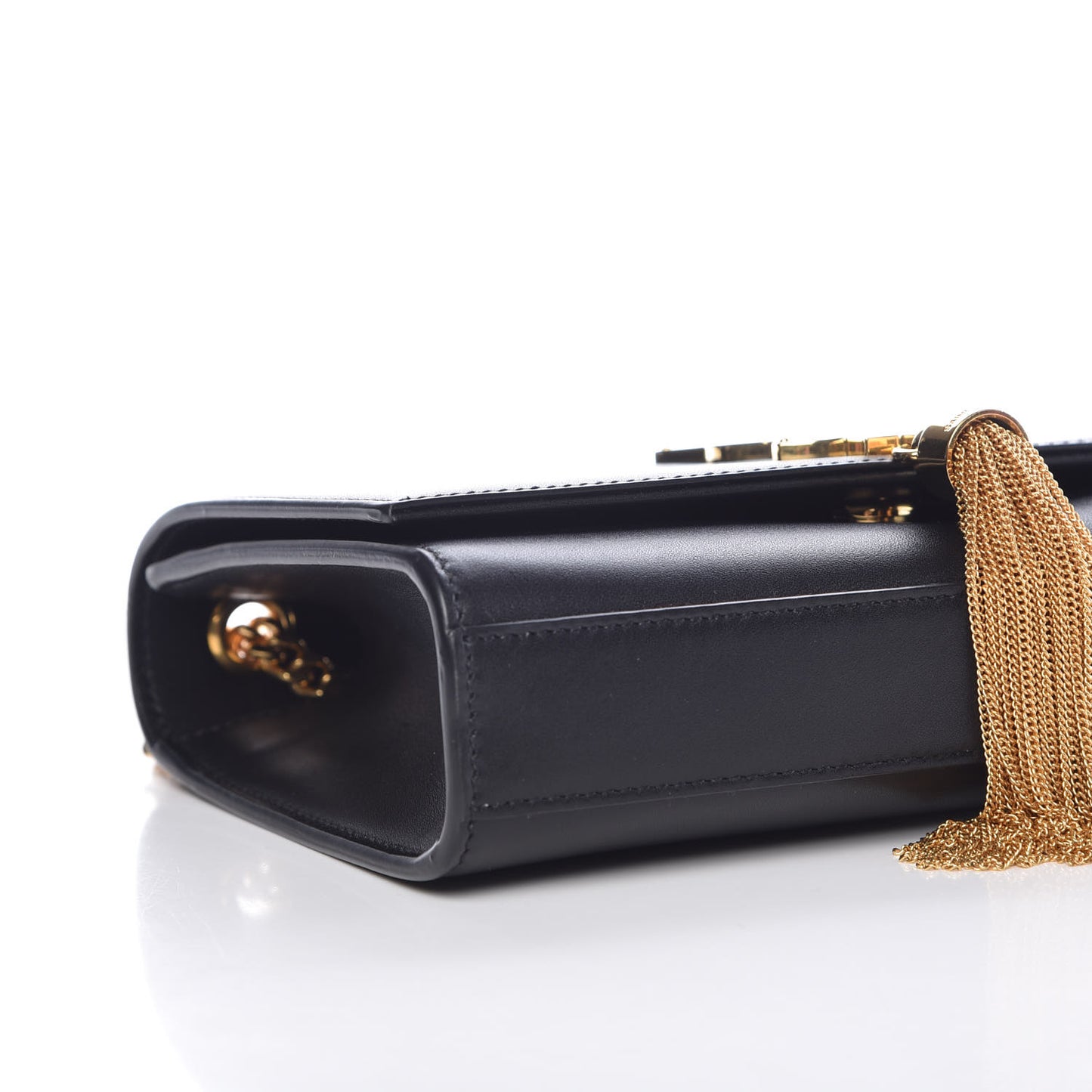 Smooth Calfskin Small Classic Monogram Kate Tassel Satchel Black
