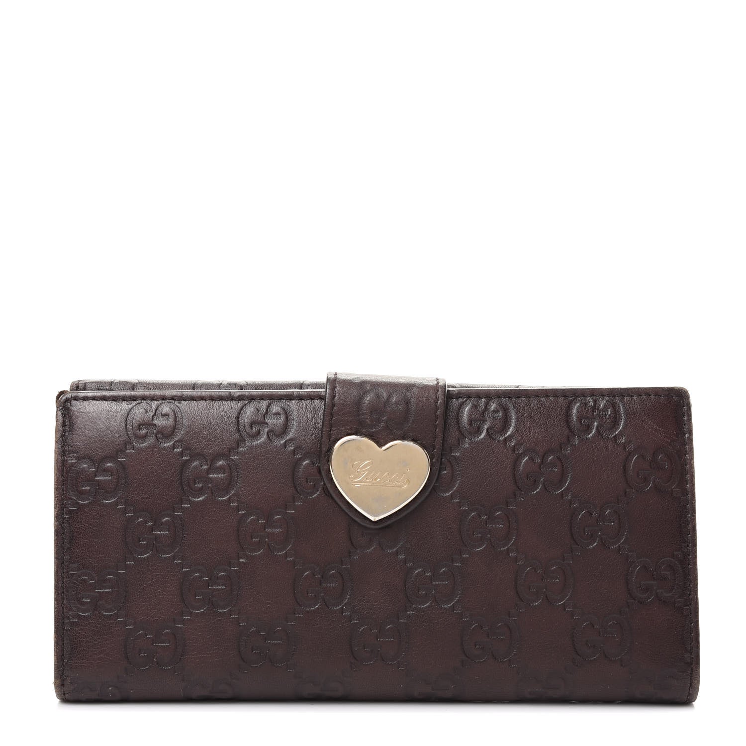 Gucci Guccissima Heart Continental Wallet Dark Brown 1 of 6