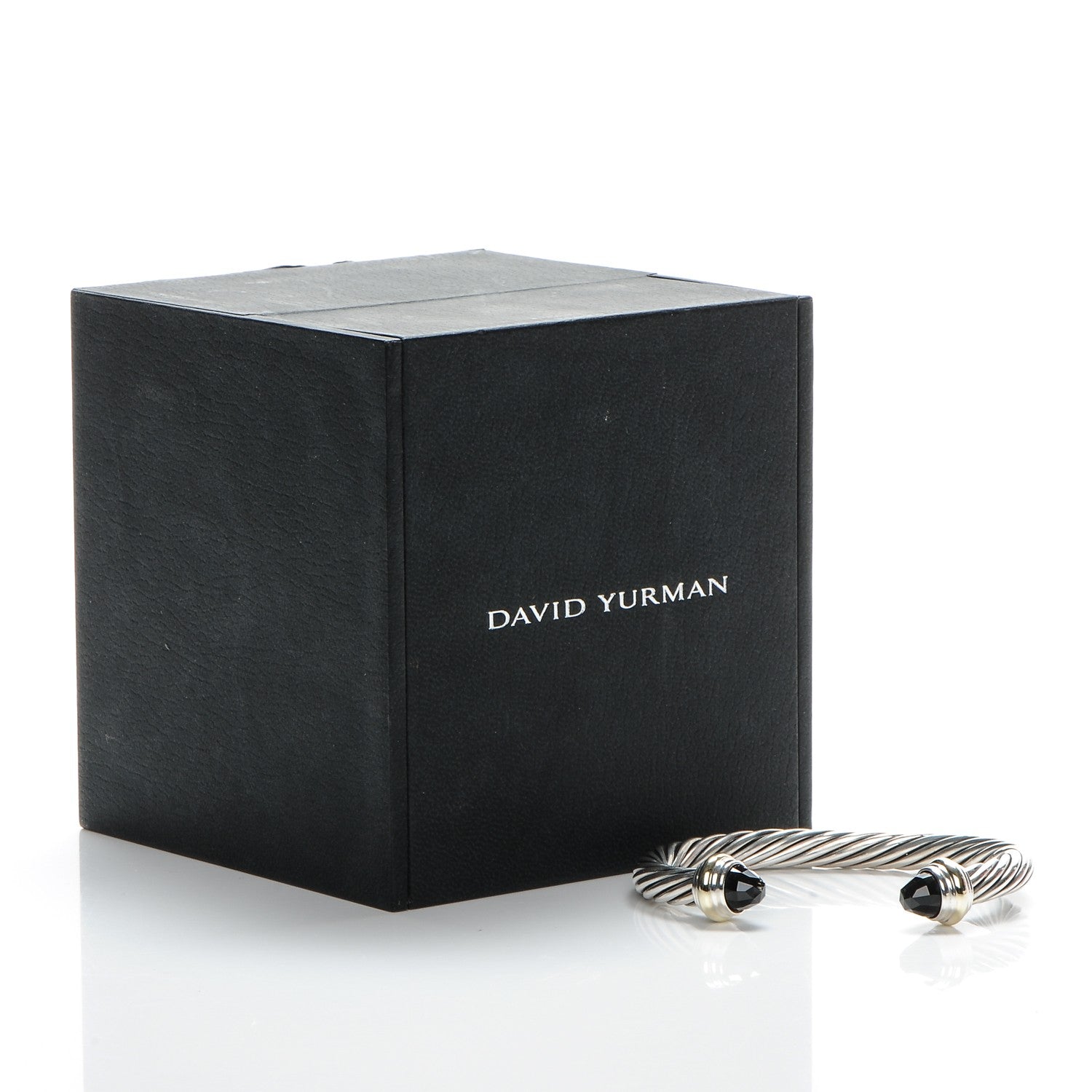 David Yurman Sterling Silver 14K Yellow Gold Black Onyx 7mm Cable Classics Bracelet 5 of 5