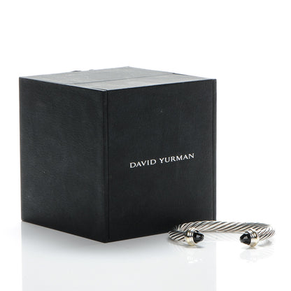 David Yurman Sterling Silver 14K Yellow Gold Black Onyx 7mm Cable Classics Bracelet 5 of 5