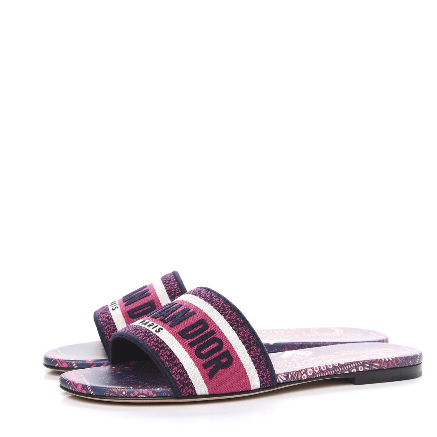 Canvas Embroidered Animals Dway Mules Slide Sandals 37 Deep Blue Fuchsia