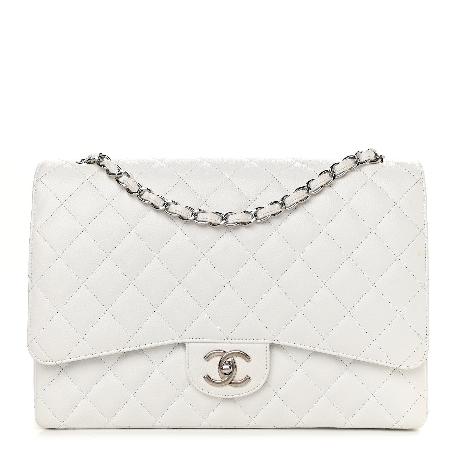 Chanel Caviar Quilted Maxi Double Flap White 1 of 17