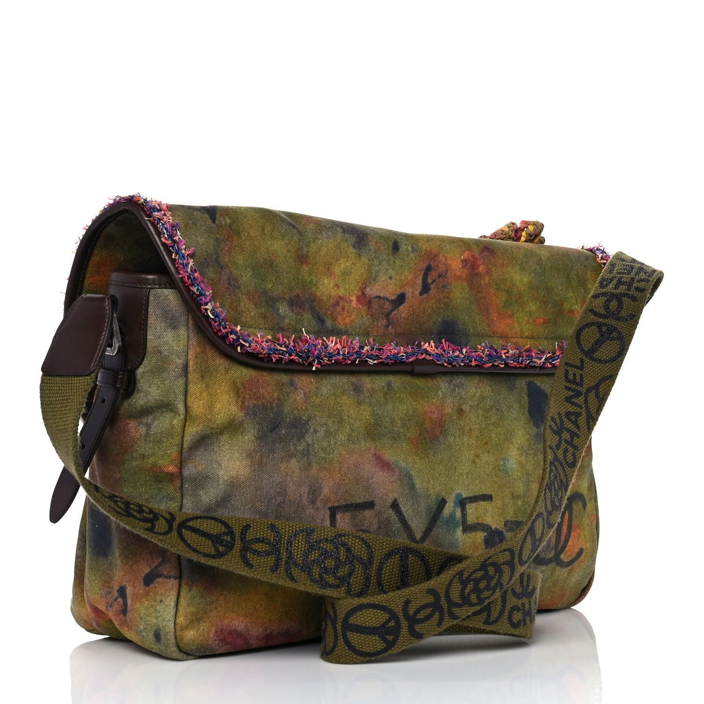 Washed Toile Large Graffiti On The Pavements Messenger Khaki Multicolor