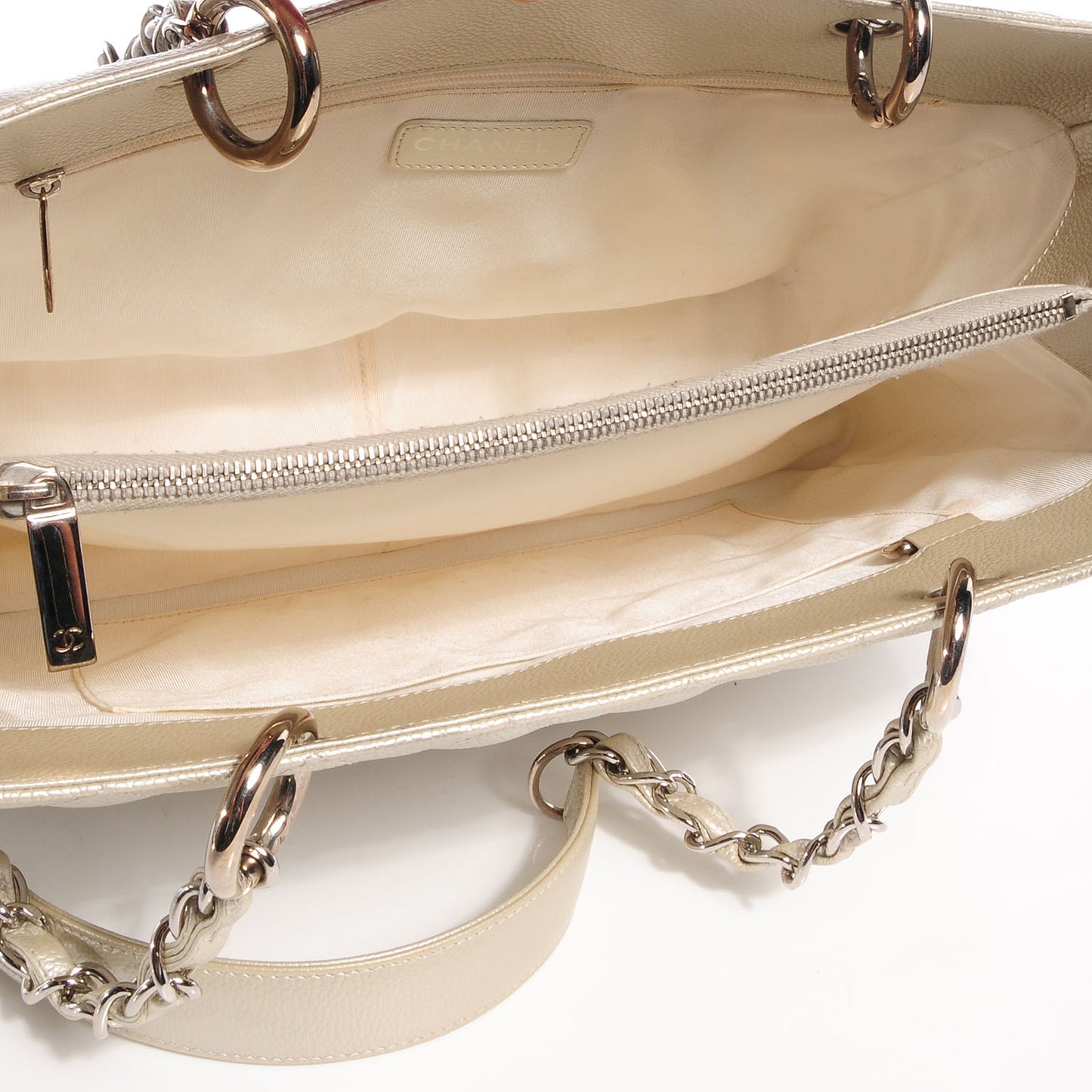 Caviar Quilted Grand Shopping Tote GST Pearl