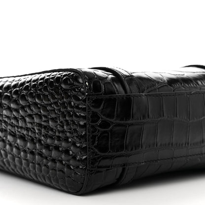 Balenciaga Shiny Calfskin Logo Crocodile Embossed XXS Everyday Tote Black 9 of 14