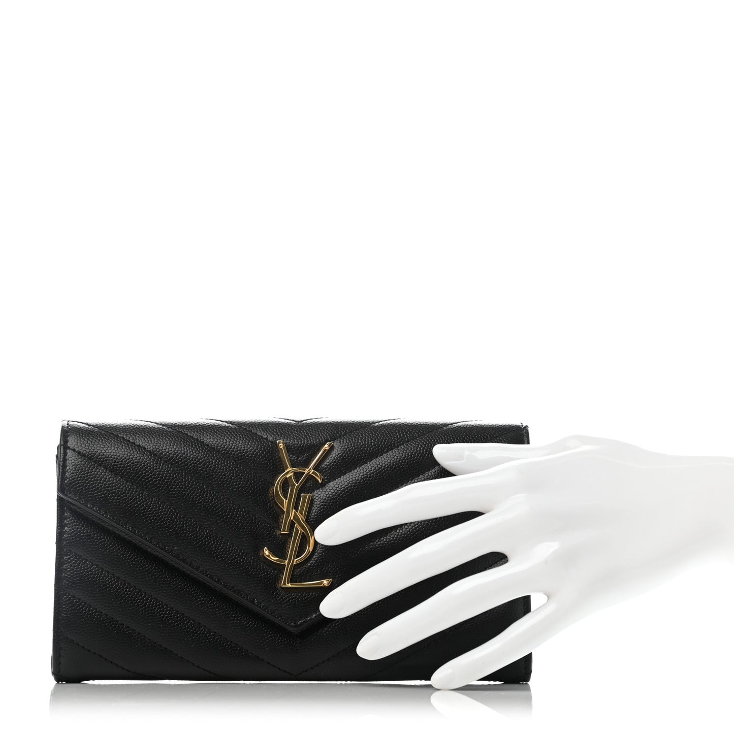 Grain De Poudre Matelasse Chevron Monogram Flap Wallet Black