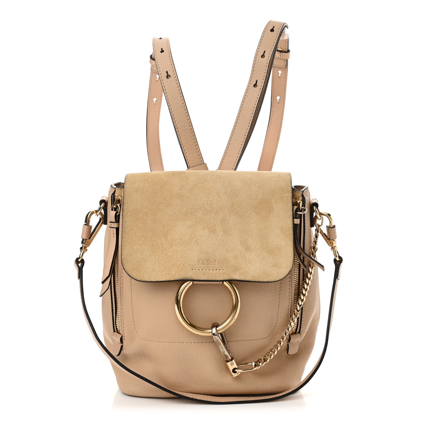 Chloe Suede Calfskin Small Faye Backpack Cement Pink 1 of 13