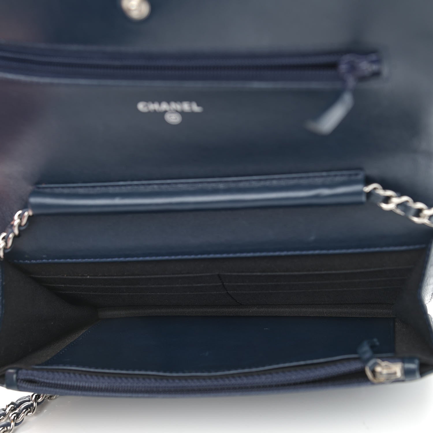 Chanel Caviar Timeless CC Wallet On Chain WOC Dark Blue 4 of 12