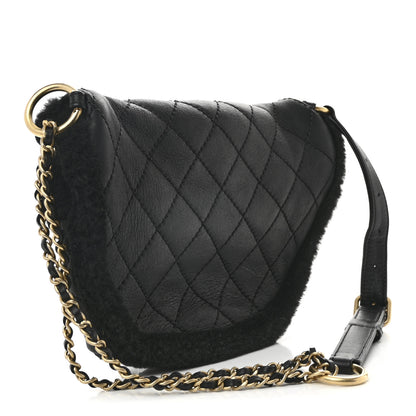 Chanel Calfskin Fur Quilted Waist Bag Fanny Pack Black 3 of 10