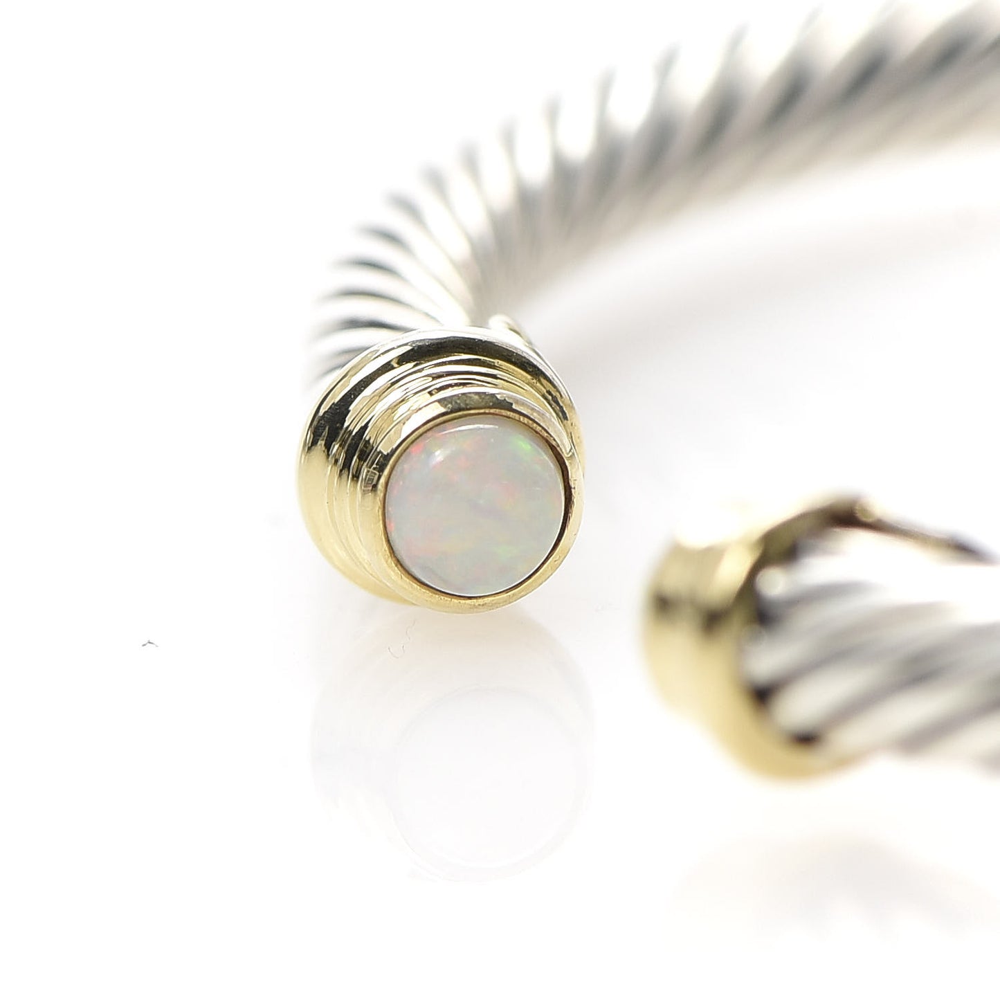 Sterling Silver 18K Yellow Gold Opal 4mm Cable Kids Birthstone Bracelet