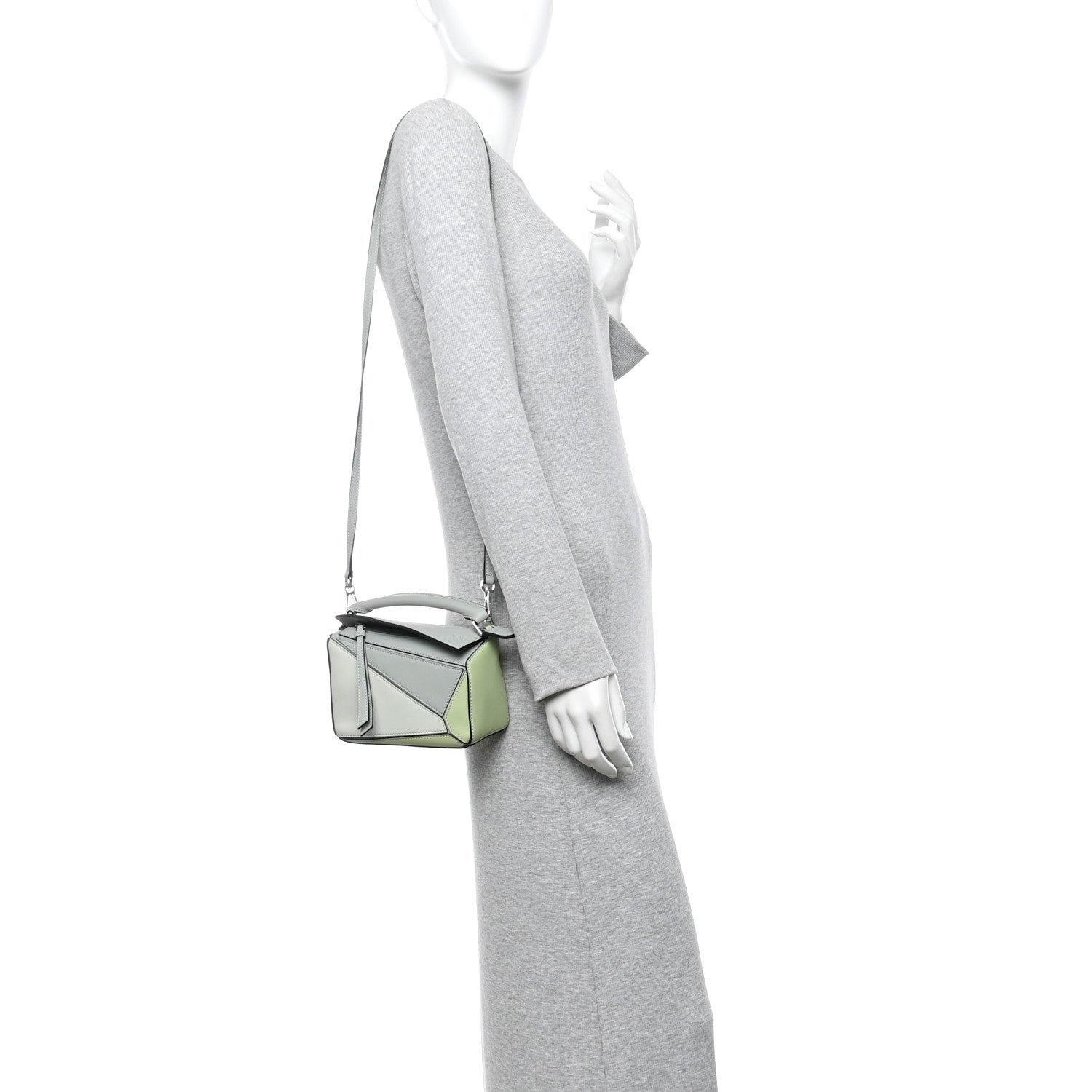 Loewe Calfskin Mini Puzzle Bag Ash Grey Light Celadon 1811251