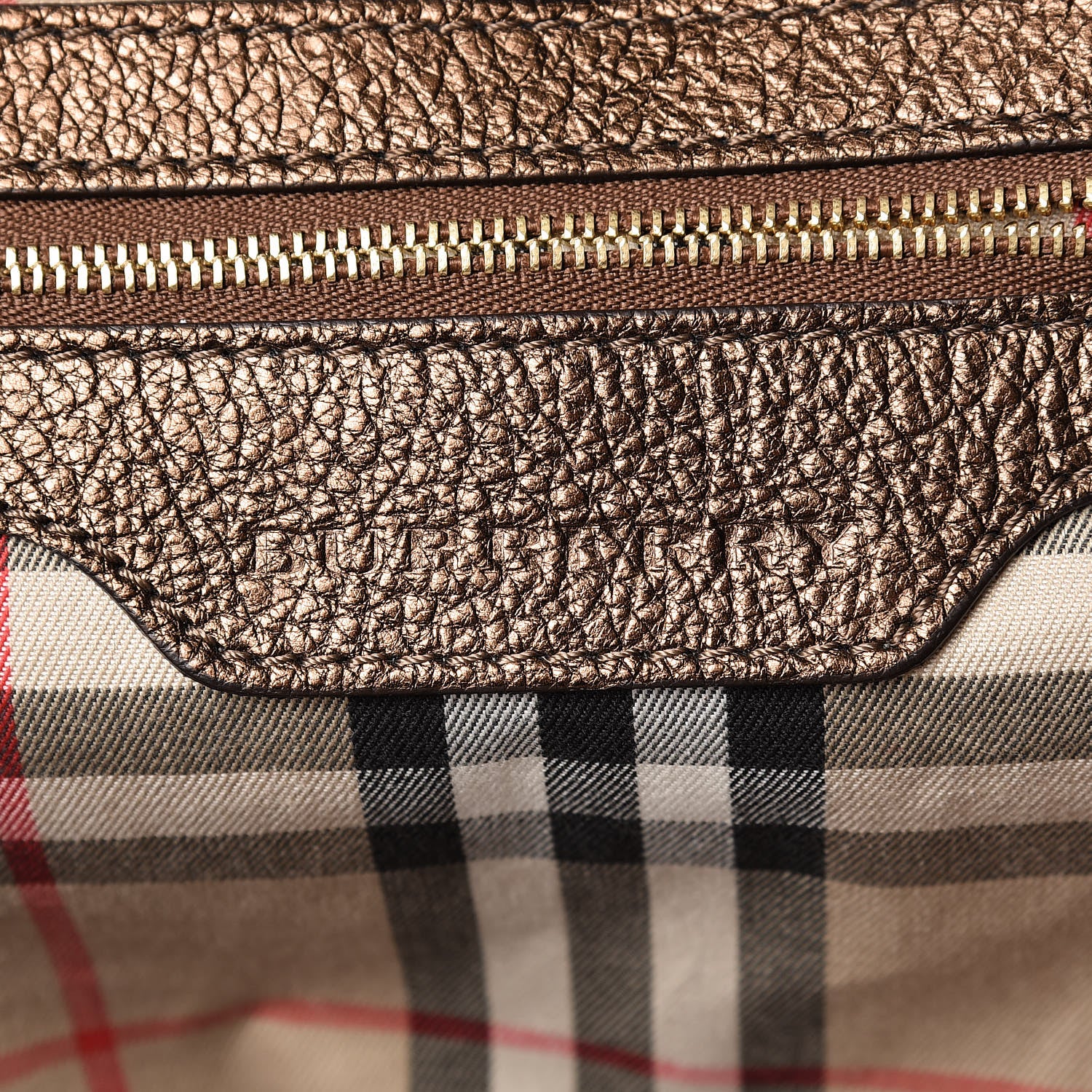 Burberry Metallic Grainy Calfskin Small Canterbury Tote Gold 6 of 12