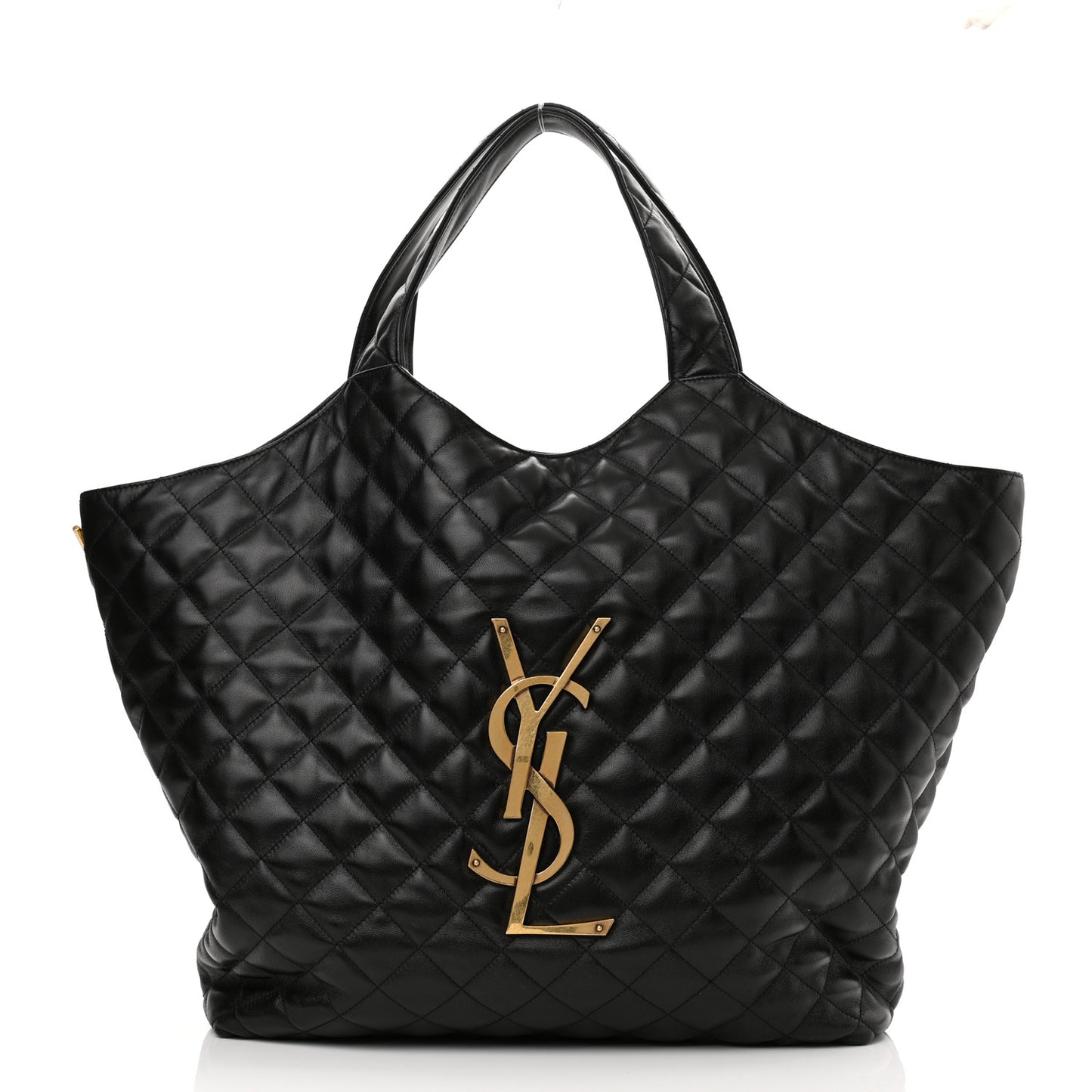 Lambskin Quilted Maxi Icare Shopping Tote Black