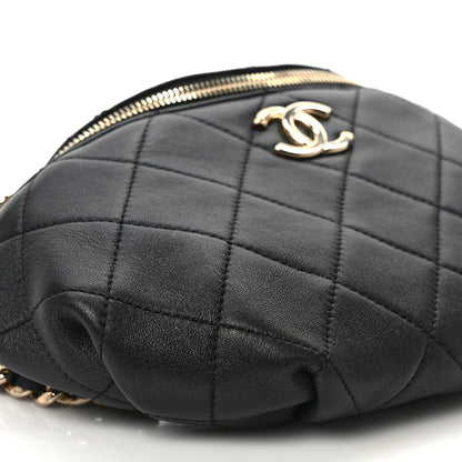 Chanel Lambskin Quilted Resin Bi-Color Waist Bag Fanny Pack Black 8 of 9