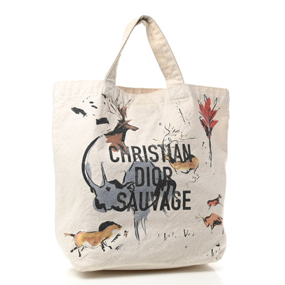 Christian Dior Canvas Sauvage Tote White Multicolor 3 of 10