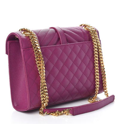Saint Laurent Grain De Poudre Medium Tri-Quilt Monogram Satchel Purple 3 of 10