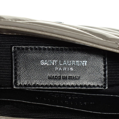 Saint Laurent Patent Chevron Mini V Flap Chain Shoulder Bag Light Grey 8 of 8