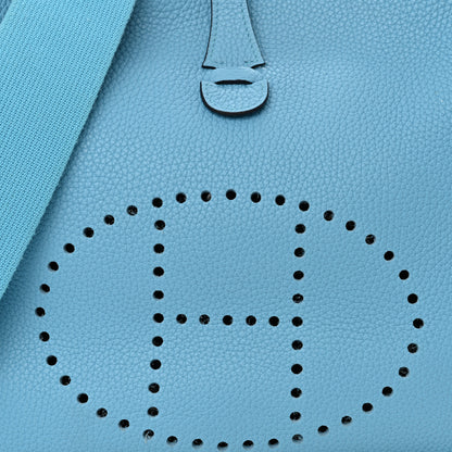 Hermes Taurillon Clemence Evelyne III PM Bleu Du Nord 8 of 10