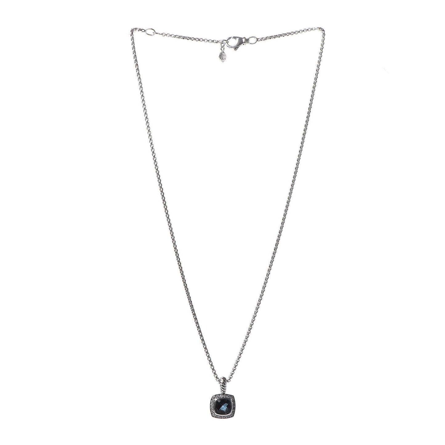 Sterling Silver Diamond Hampton Blue Topaz 7mm Petite Albion Pendant Necklace