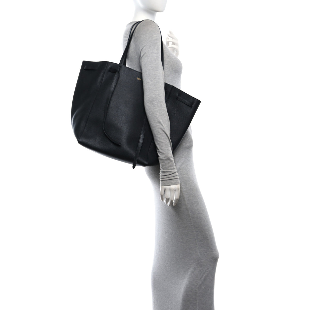 Celine Soft Grained Calfskin Medium Belt Cabas Phantom Black 2 of 9