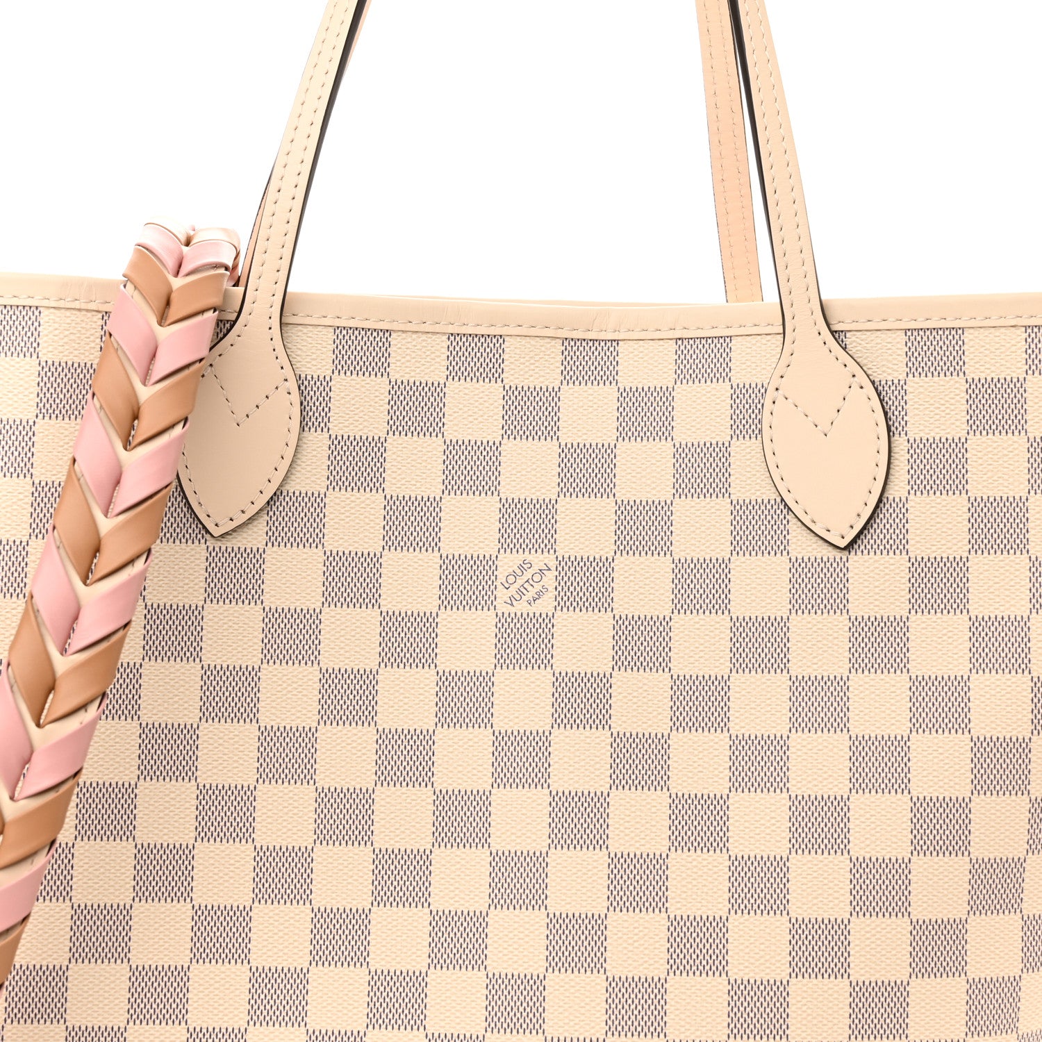 Louis Vuitton Damier Azur Braided Neverfull MM Pink 7 of 9