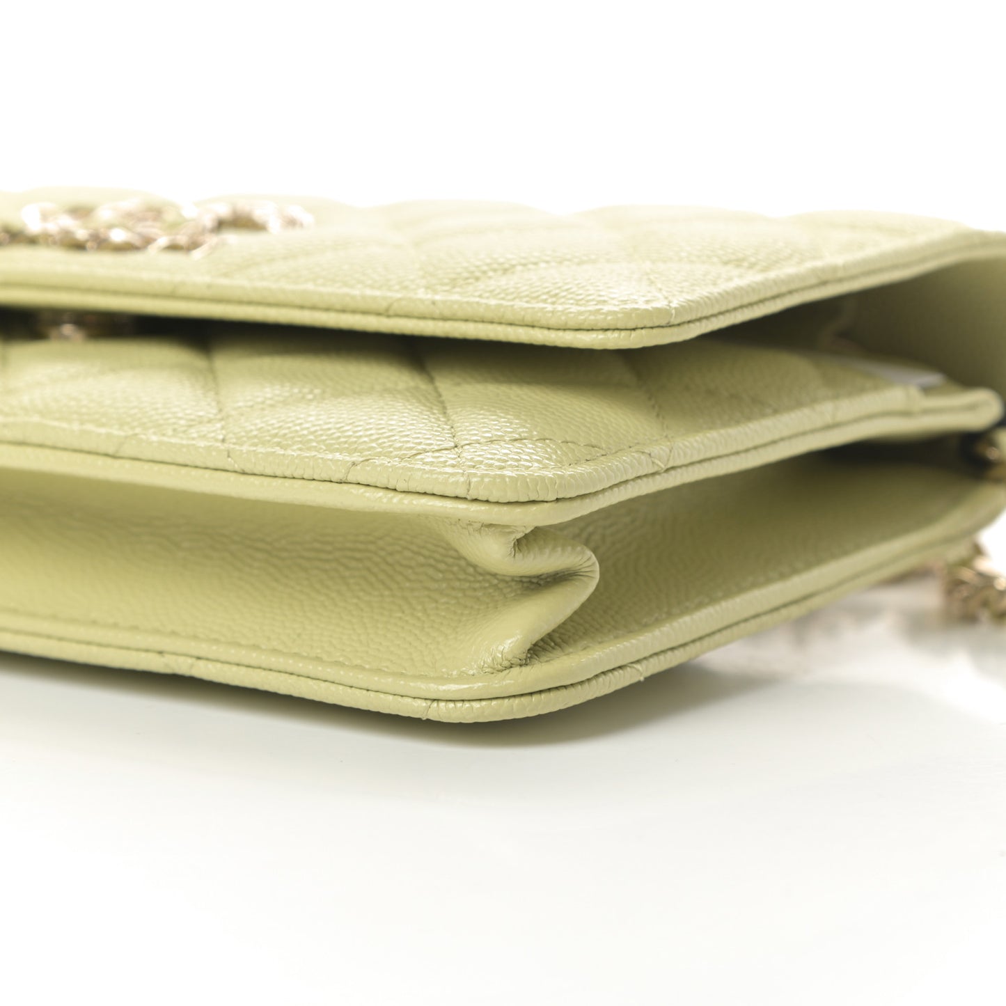 Caviar Quilted French New Wave Chain CC Wallet On Chain WOC Light Green