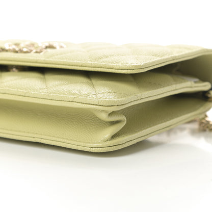Chanel Caviar Quilted French New Wave Chain CC Wallet On Chain WOC Light Green 11 of 12