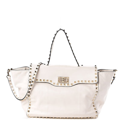 Valentino Garavani Vitello Rockstud Single Handle Flap Tote White 1 of 13